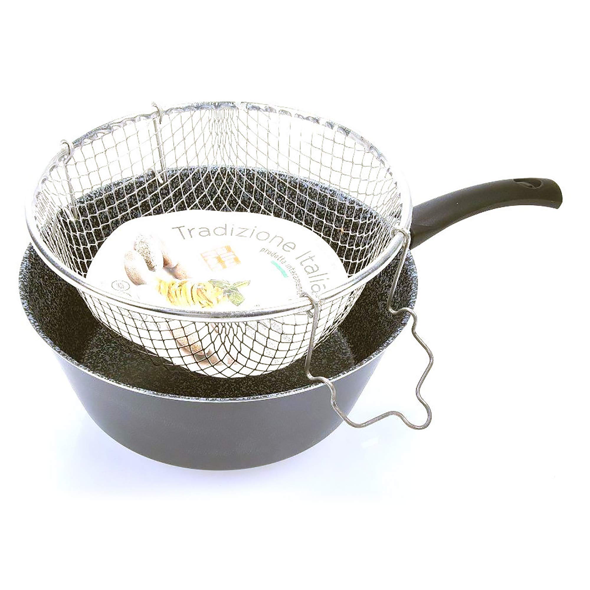 Alluflon Tradizione Italia friggitrice con cestello 24 cm nera