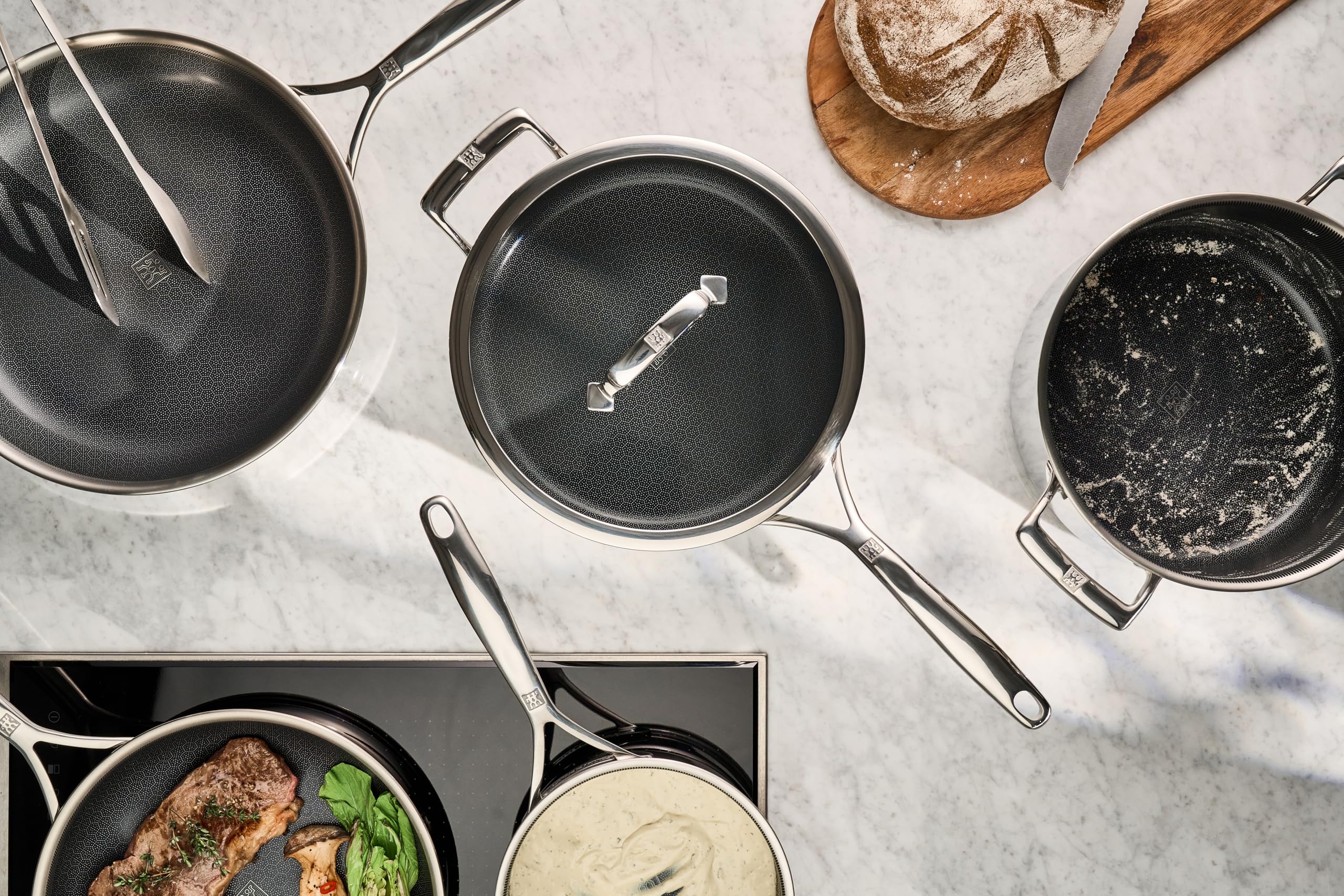 ZWILLING Peak Wok 30 cm Ceramica Ibrida con Coperchio Vetro