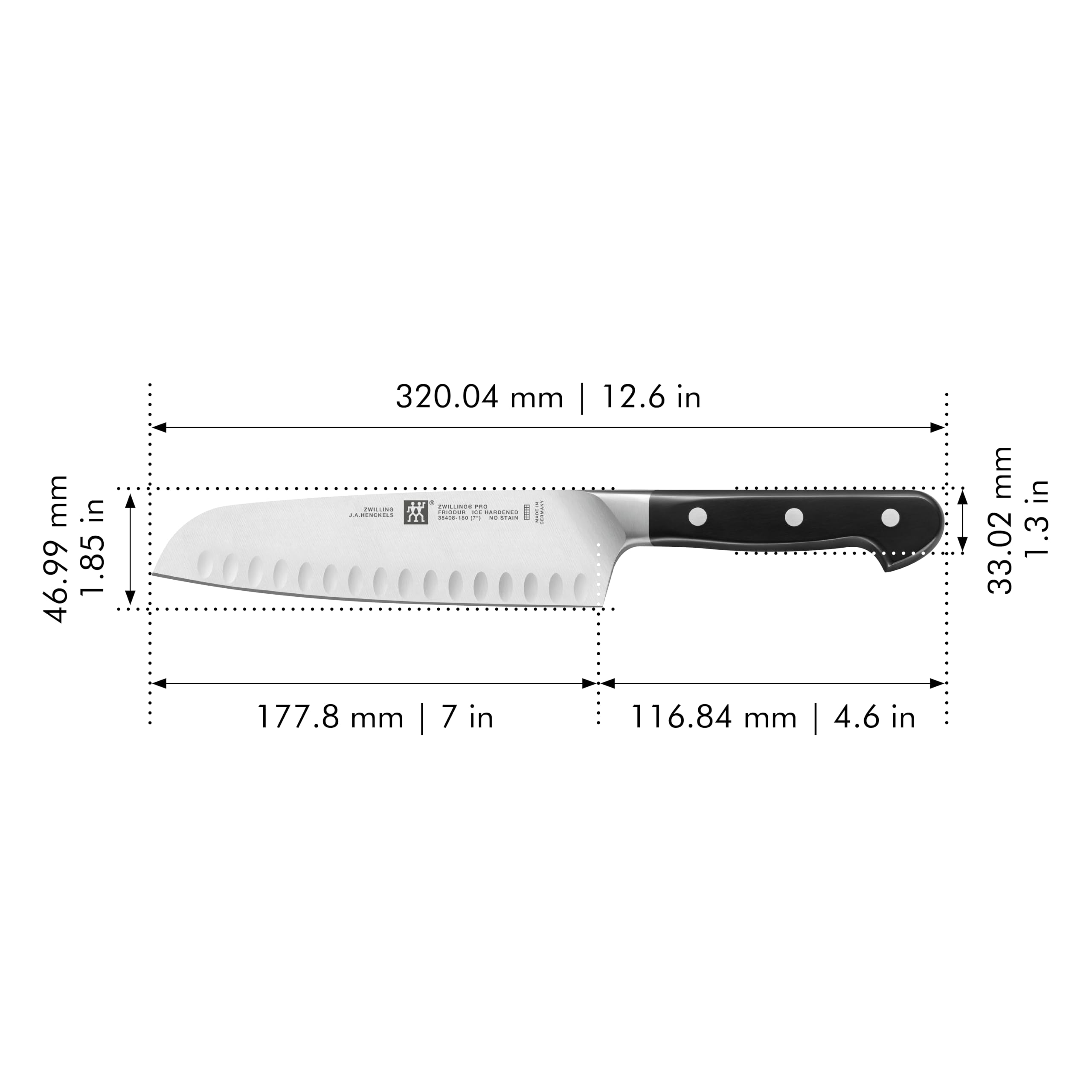Zwilling Pro Coltello Santoku 18 cm Alveolato Inox