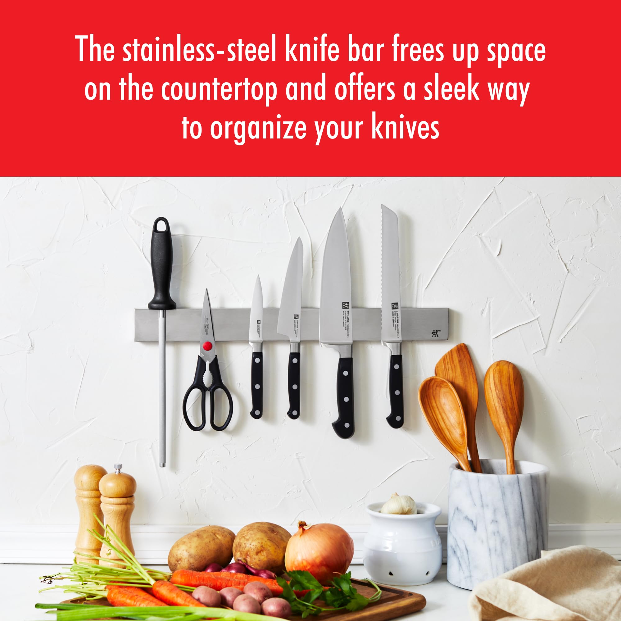 ZWILLING Pro set 7 coltelli con barra magnetica 44,5 cm acciaio