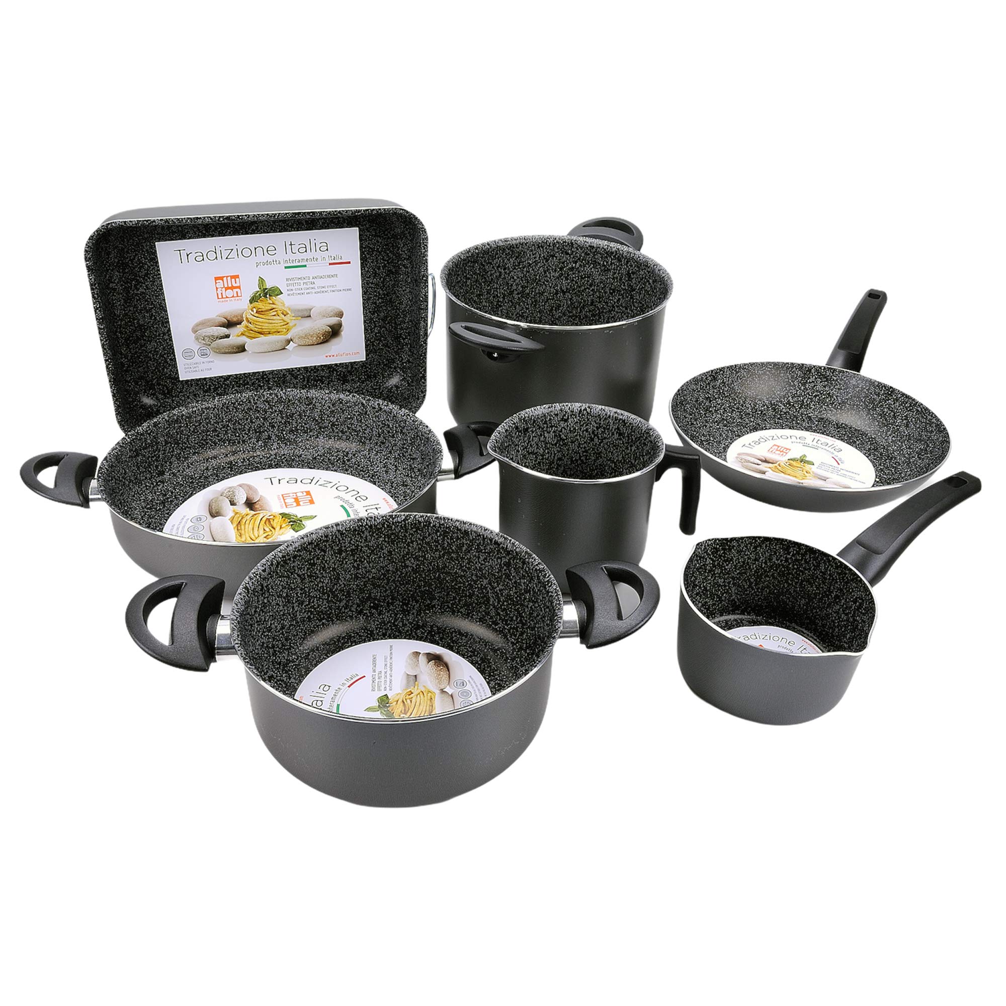 Alluflon Tradizione Italia Casseruola 14 cm 1 Manico Pietra