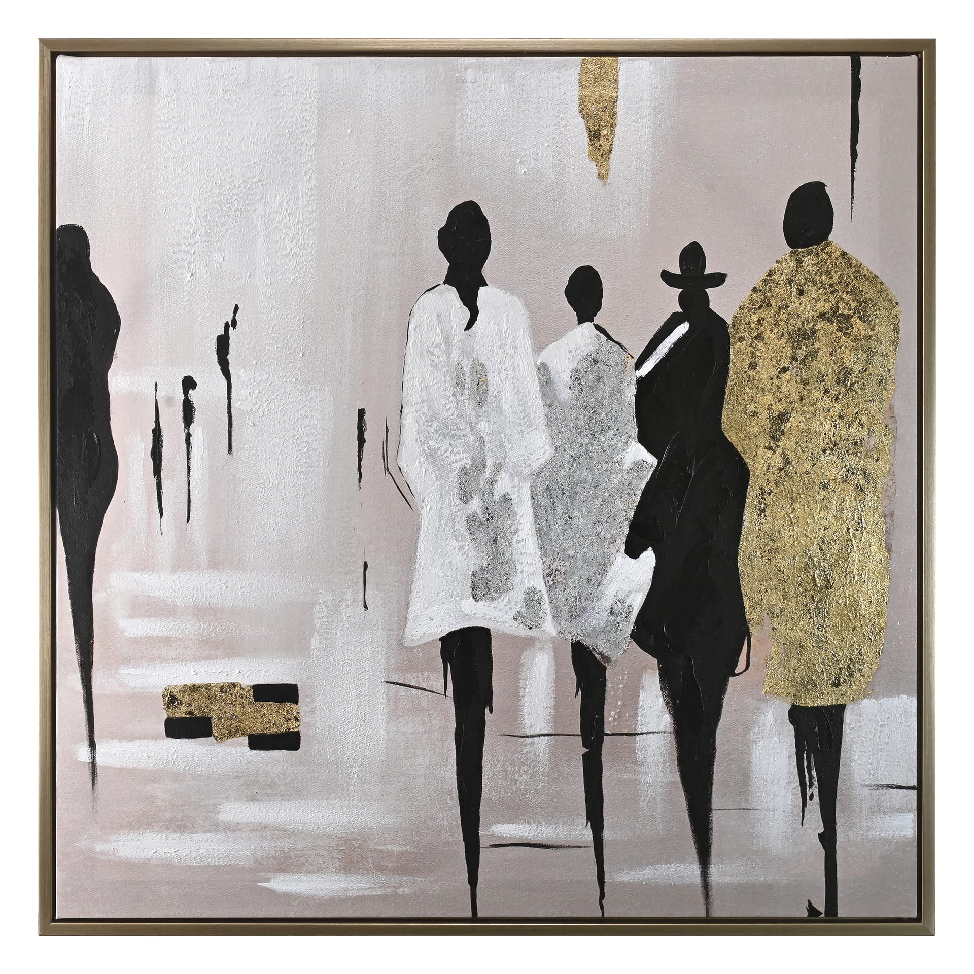 Wald Voilà quadro 80x80 Persone foglia oro con cornice