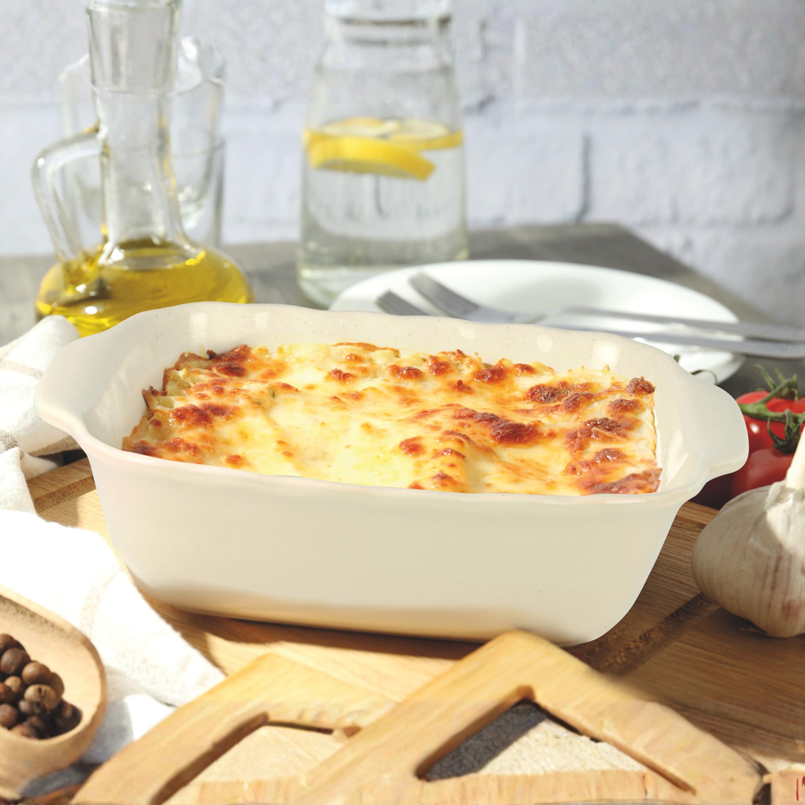 Wald Cottura terrina quadrata ceramica bianca 26 cm forno