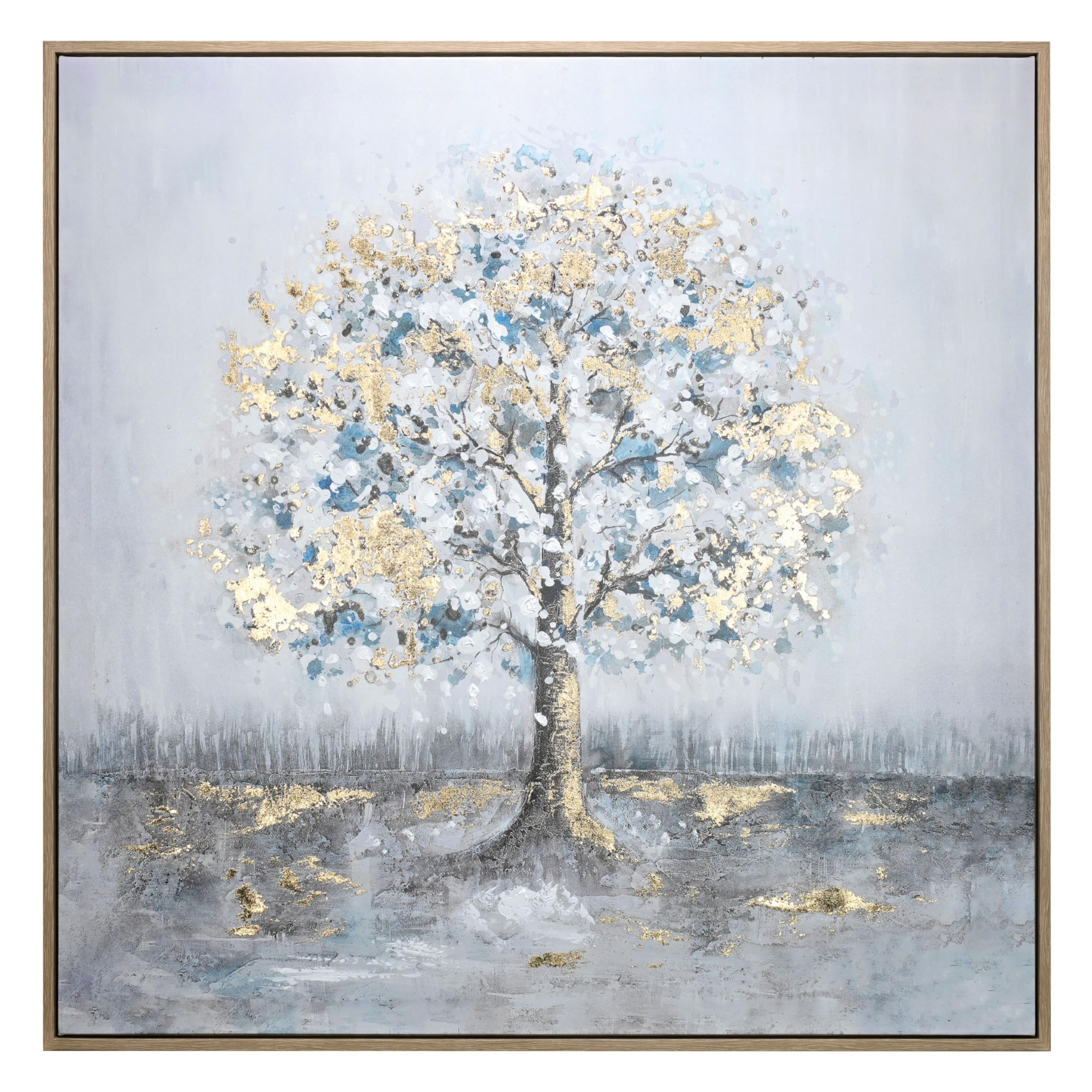 Wald Voilà Albero Quadro da Parete 100x100 cm Foglia Oro