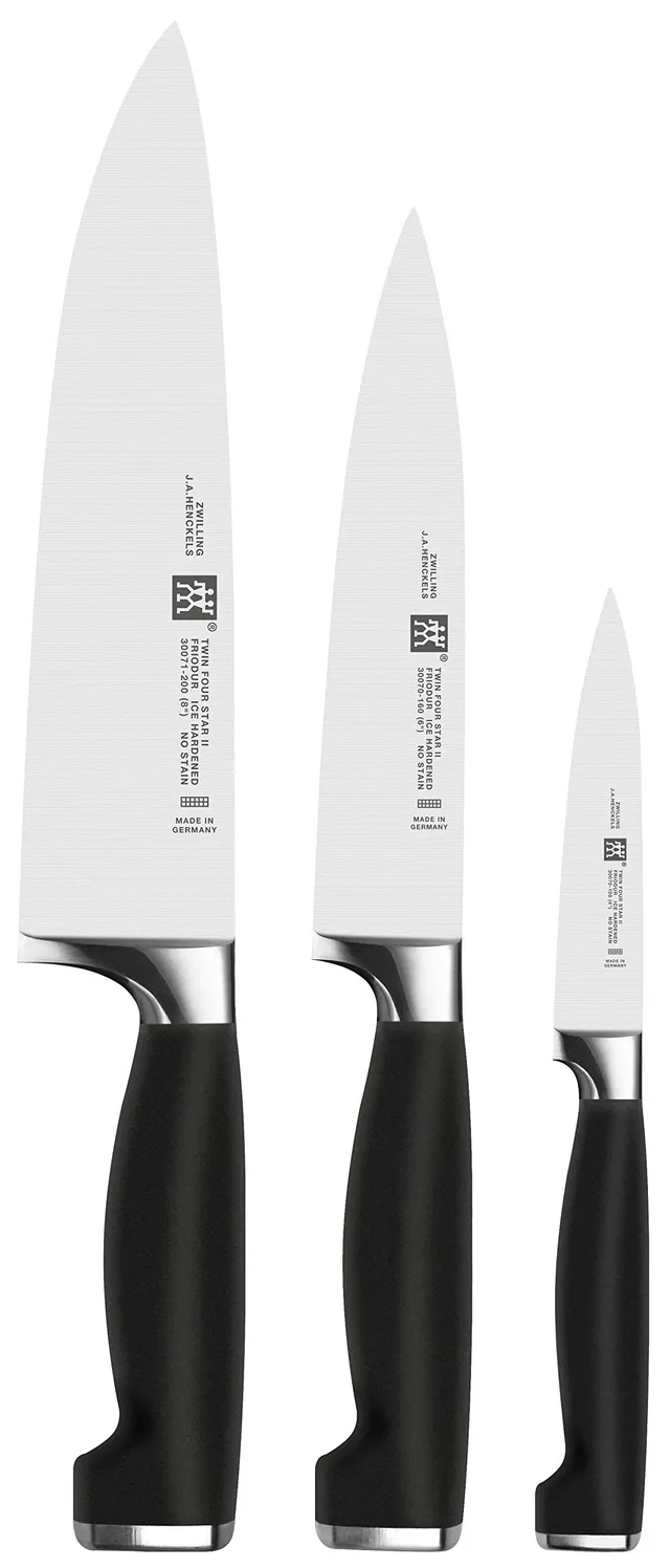Zwilling Vier Sterne set 3 coltelli cucina acciaio inox