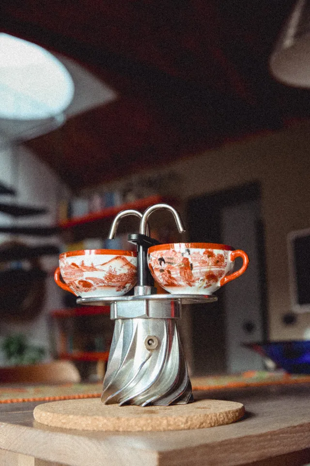 Turbo Moka Duetto moka 2 tazze doppio beccuccio alluminio