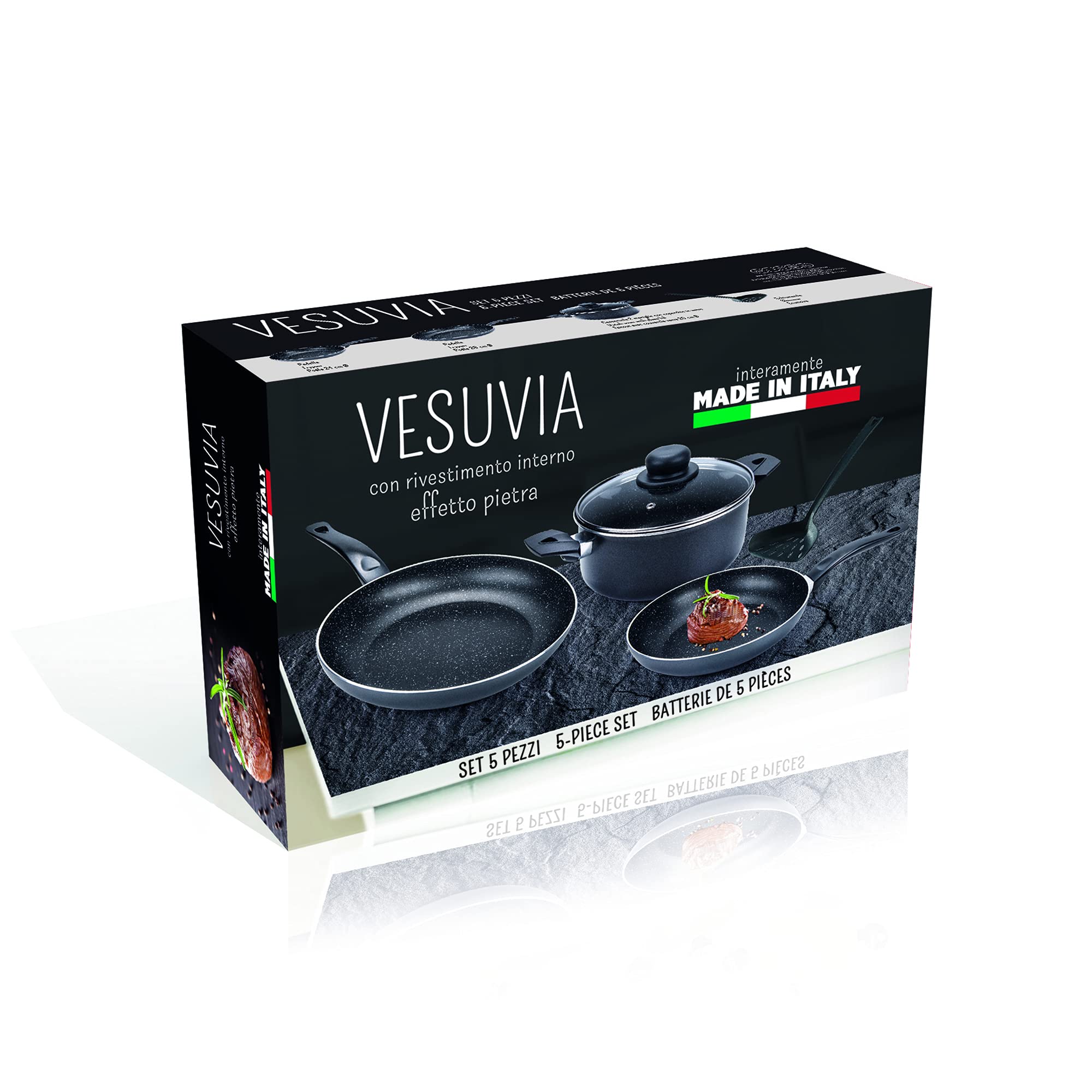 Alluflon Vesuvia batteria 5 pezzi padelle alluminio